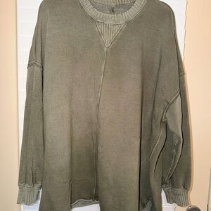 Aerie Olive Green Crew Neck Sweater
